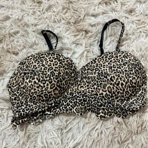 PINK Victoria secret leopard print lace push up racerback bralette M